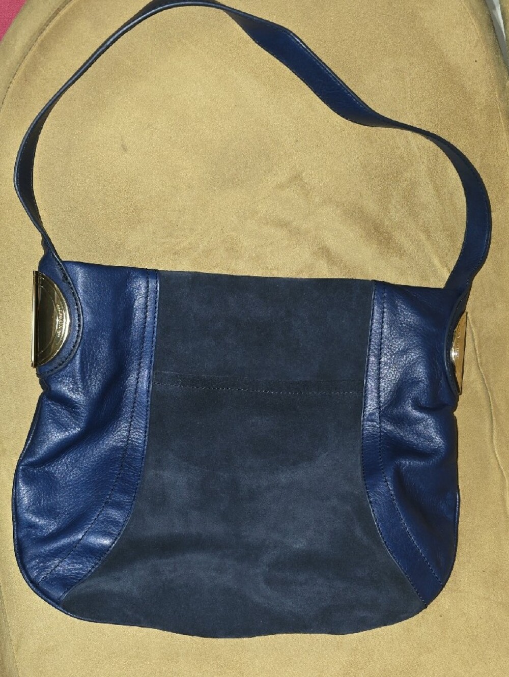 Absolutely Stunning Makowsky "Giamma" Leather & Suede Hobo Bag in Navy Blue